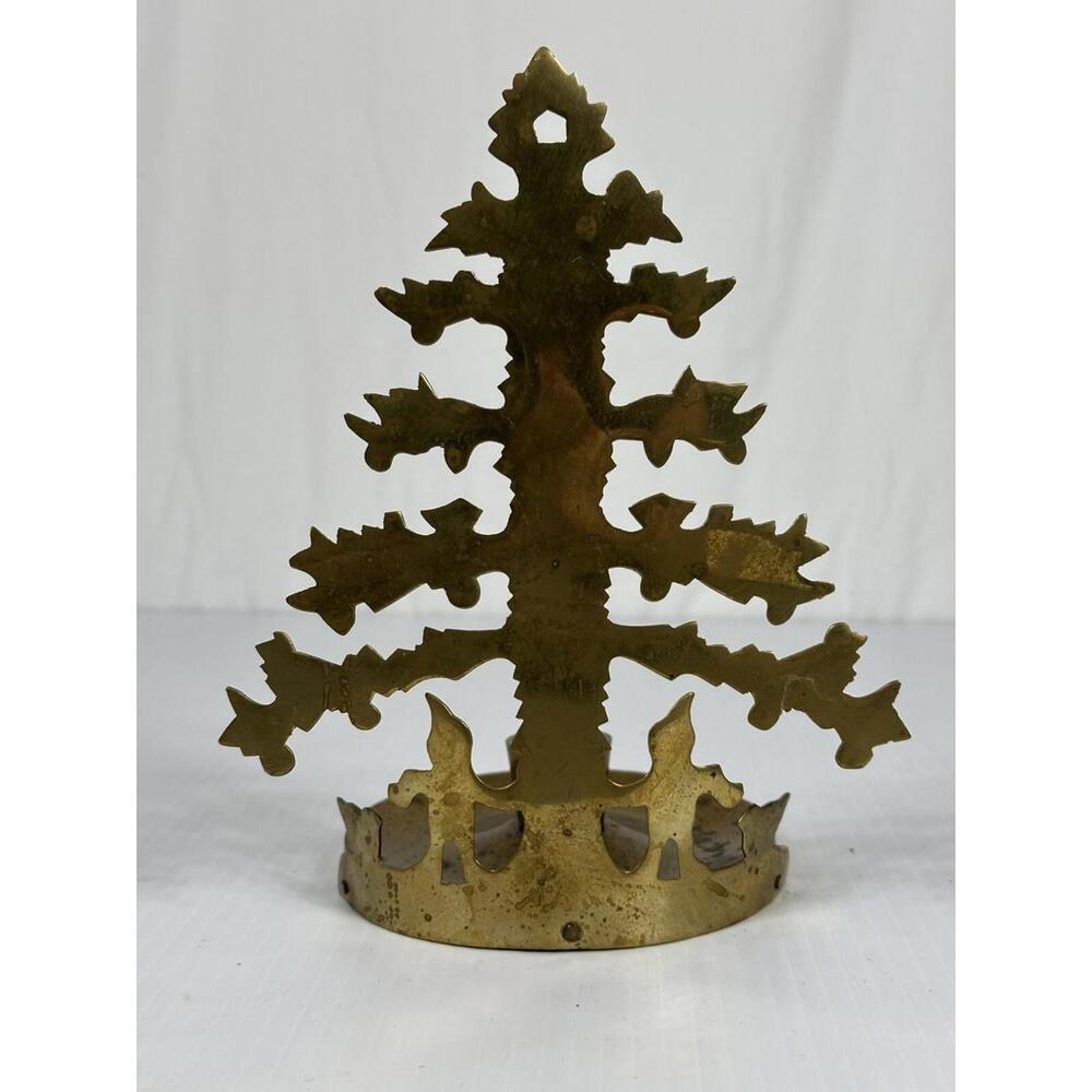 Vintage Brass Taper Candle‎ Holder Christmas Tree Made In India Numbered 7.5"
